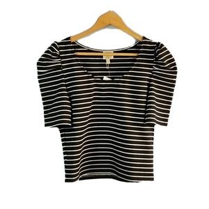 Ronny Kobo Puff Sleeve Striped Top